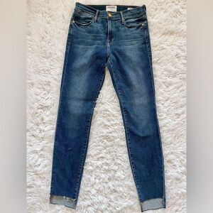 Frame Denim blue Jeans Le High Skinny Size 28 frayed hem